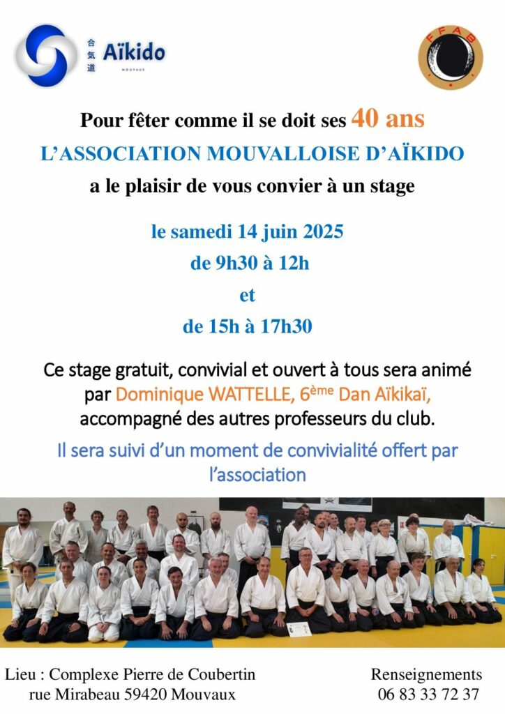 STAGE à Mouvaux le 14 juin