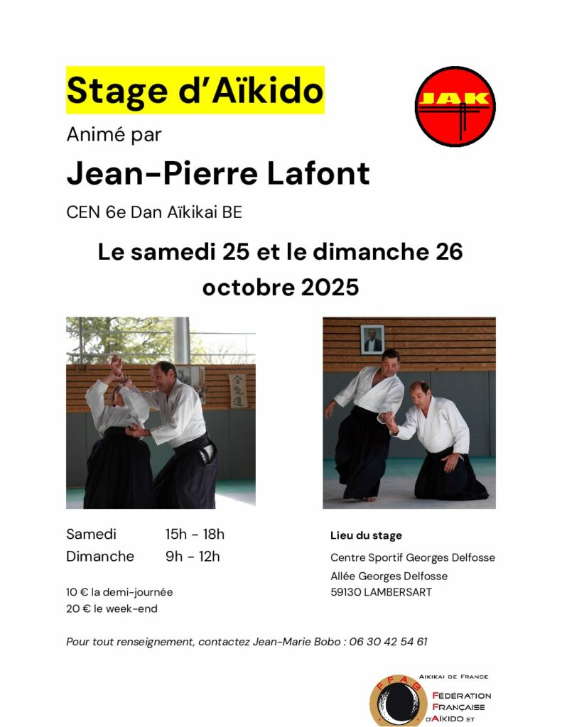 STAGE PRIVE – LAMBERSART – JEAN-PIERRE LAFONT 25 & 26 OCTOBRE 2025