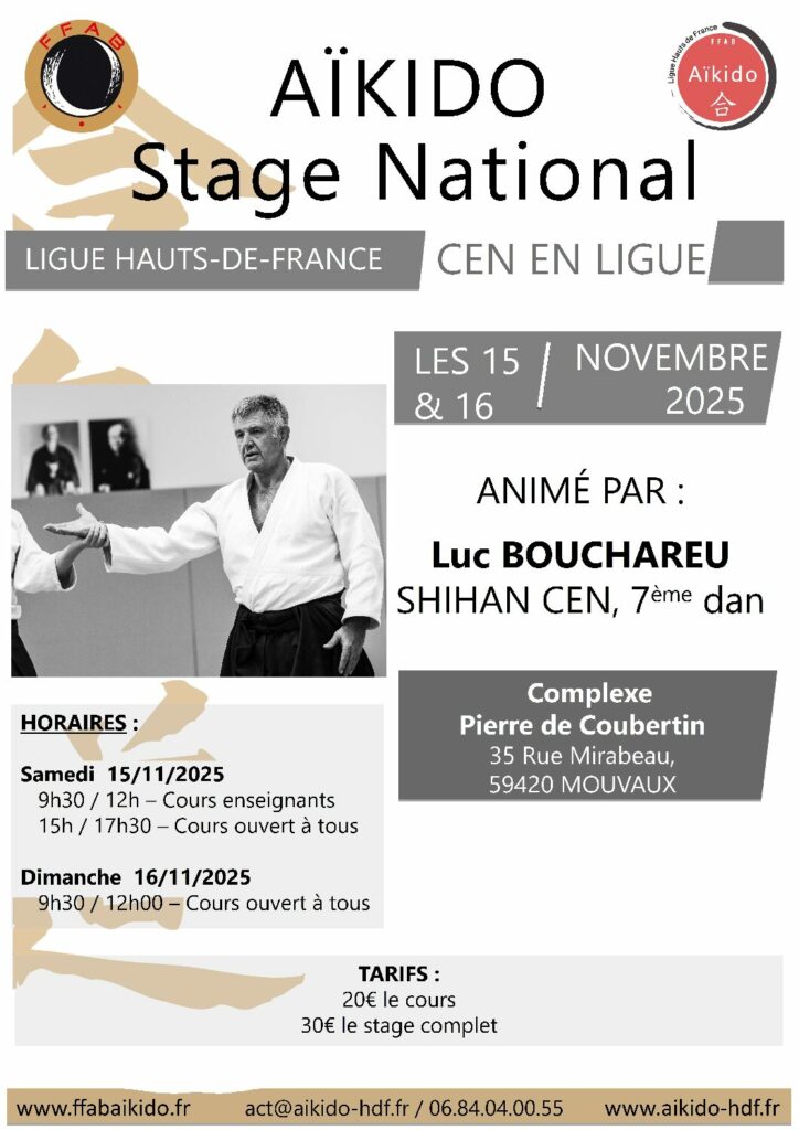 STAGE NATIONAL – LUC BOUCHAREU 15 & 16/10/2025